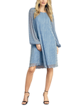 A-VIEW Fiba Long Sleeve Mini Dress, Blue