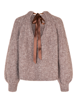 A-VIEW Patrisia Bow Knit Jumper, Brown - view 2, Brown