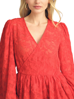 A-VIEW Feani Floral Jacquard Wrap Top, Red - view 2, Red