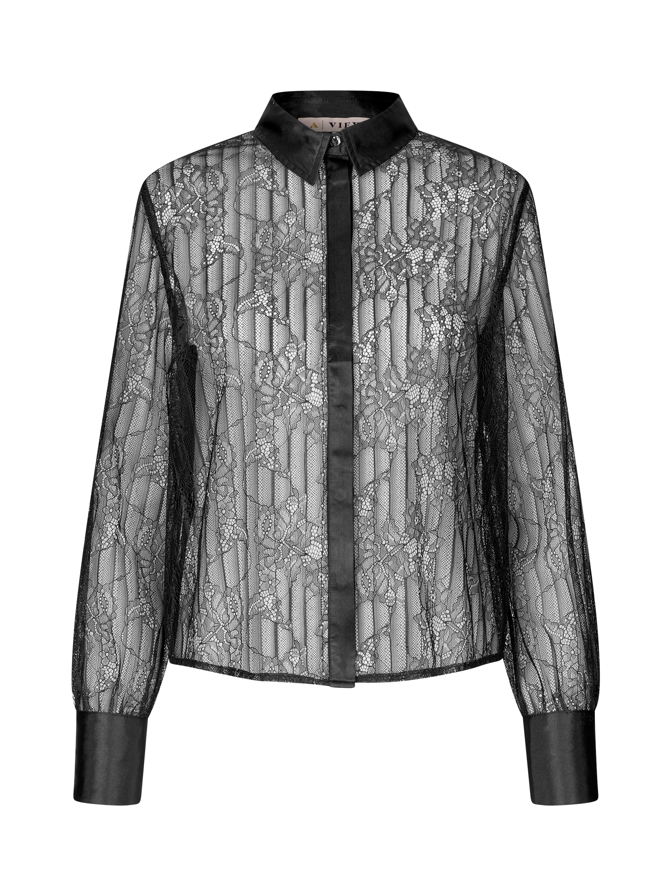 Product image 1 of 4, which shows A-VIEW Florence Sheer Lace Shirt, Black, 8