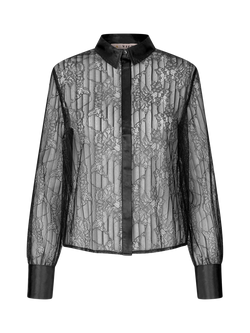 A-VIEW Florence Sheer Lace Shirt, Black, Black
