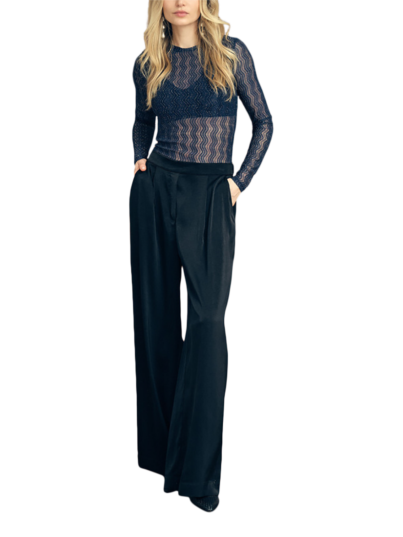 Product image 1 of 4, which shows A-VIEW Anna Wide Leg Trousers, Black, 8