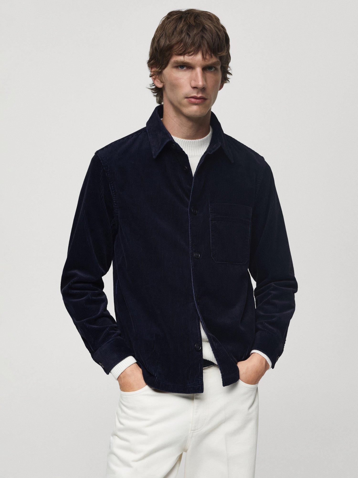Mango Pompei Regular Fit Corduroy Shirt, Navy