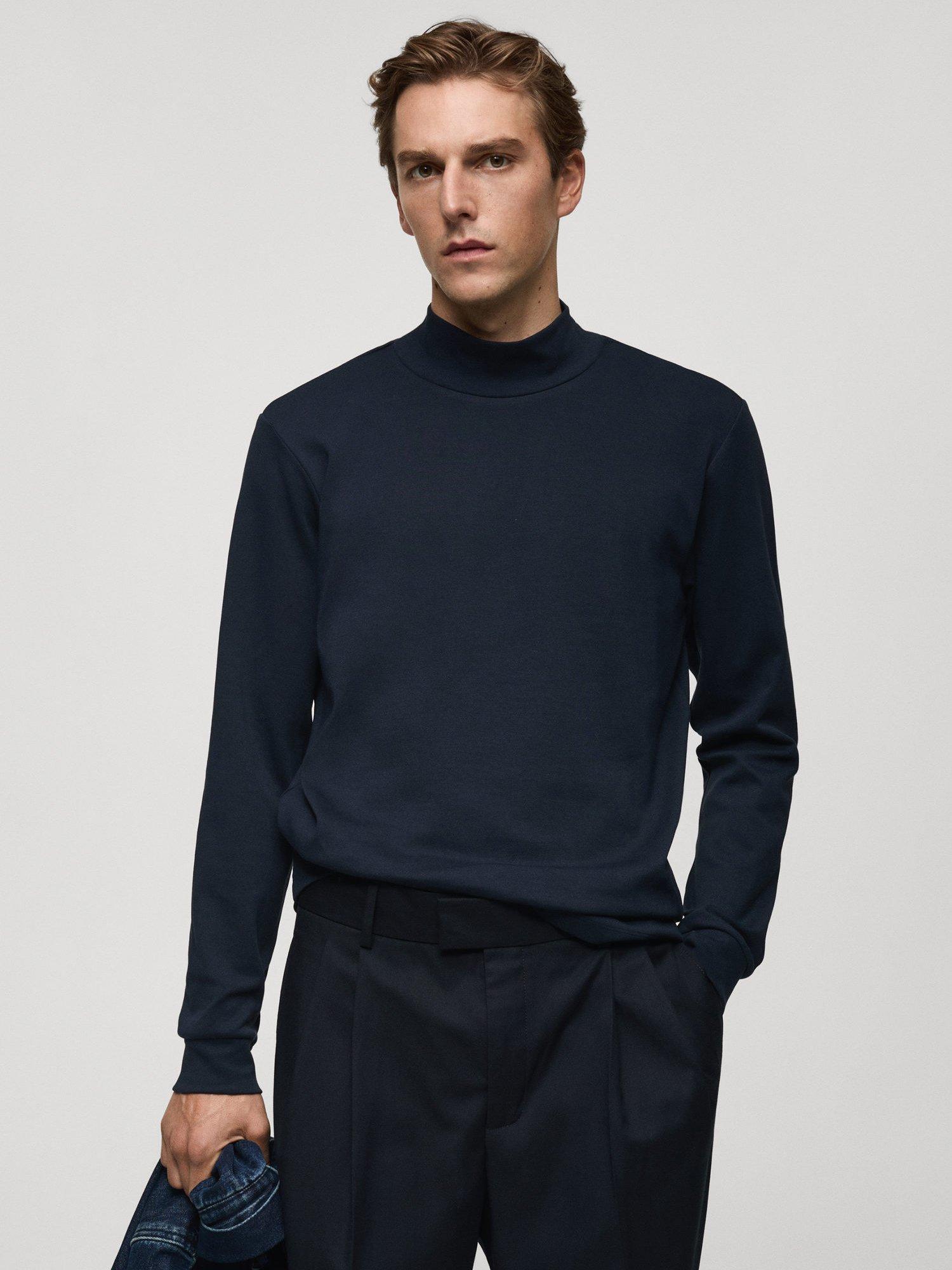 Mango Luton High Collar Top, Navy