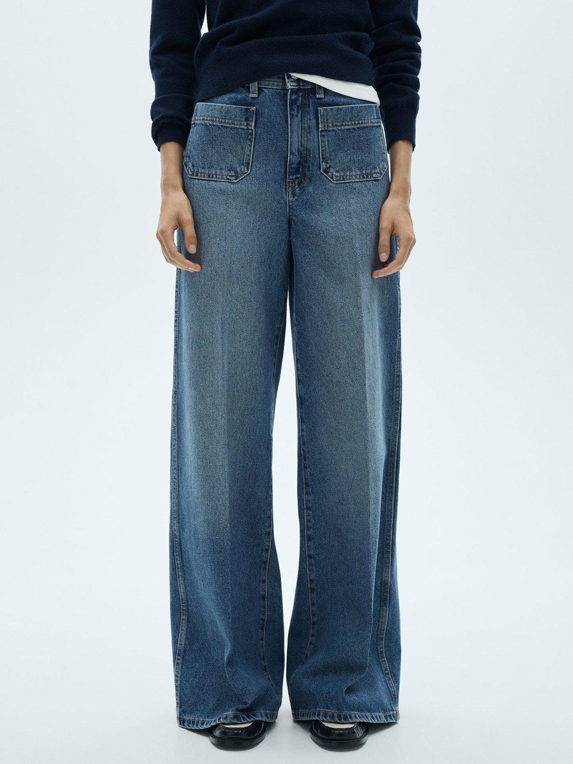 Product image 1 of 7, which shows Mango Emma Wide Leg Jeans, Blue, 8