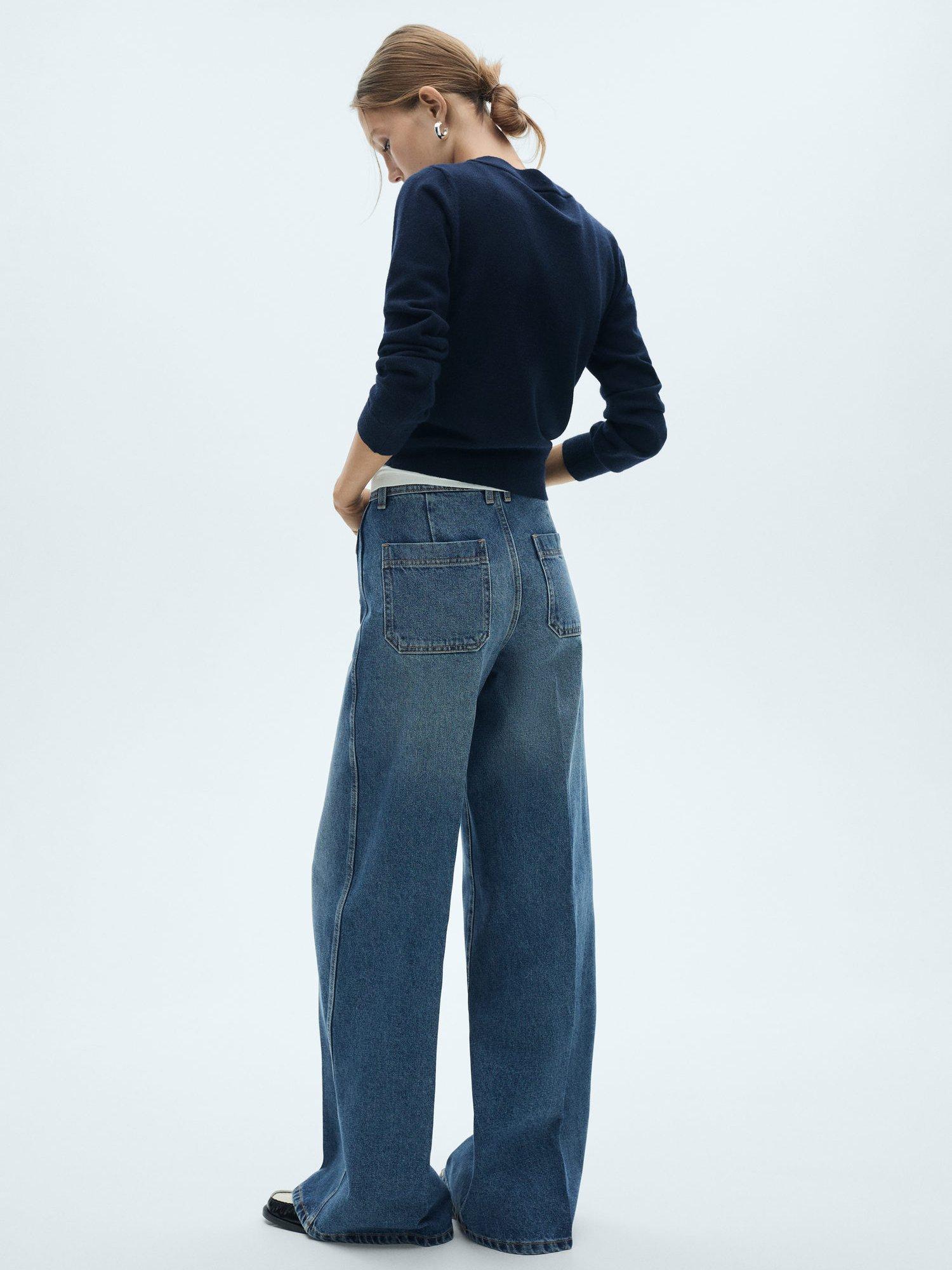Product image 4 of 7, which shows Mango Emma Wide Leg Jeans, Blue, 8