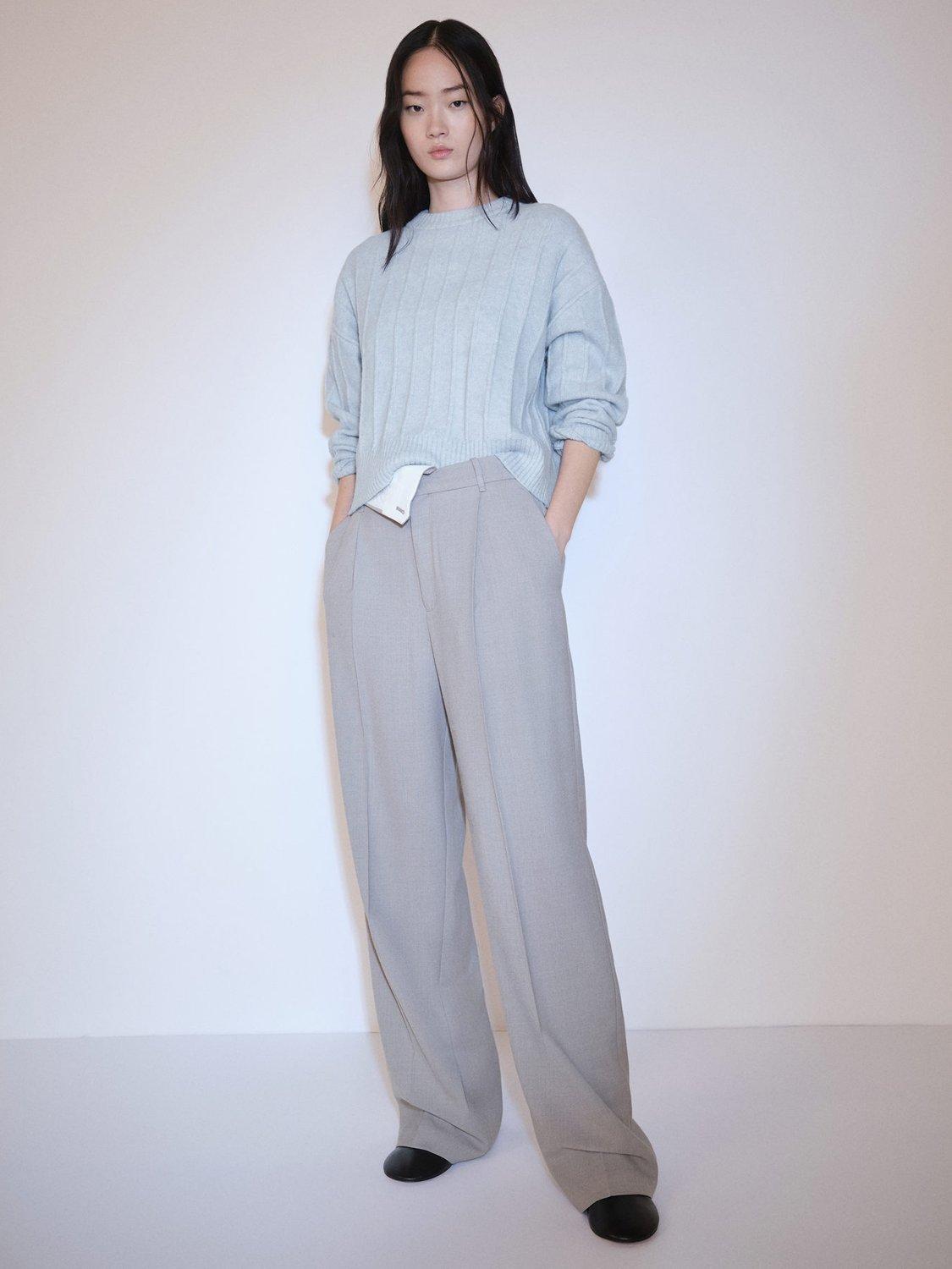 Mango Taldon Knitted Jumper, Pastel Blue