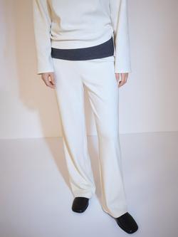 Mango Panita Cord Straight Trousers, Cream, Cream