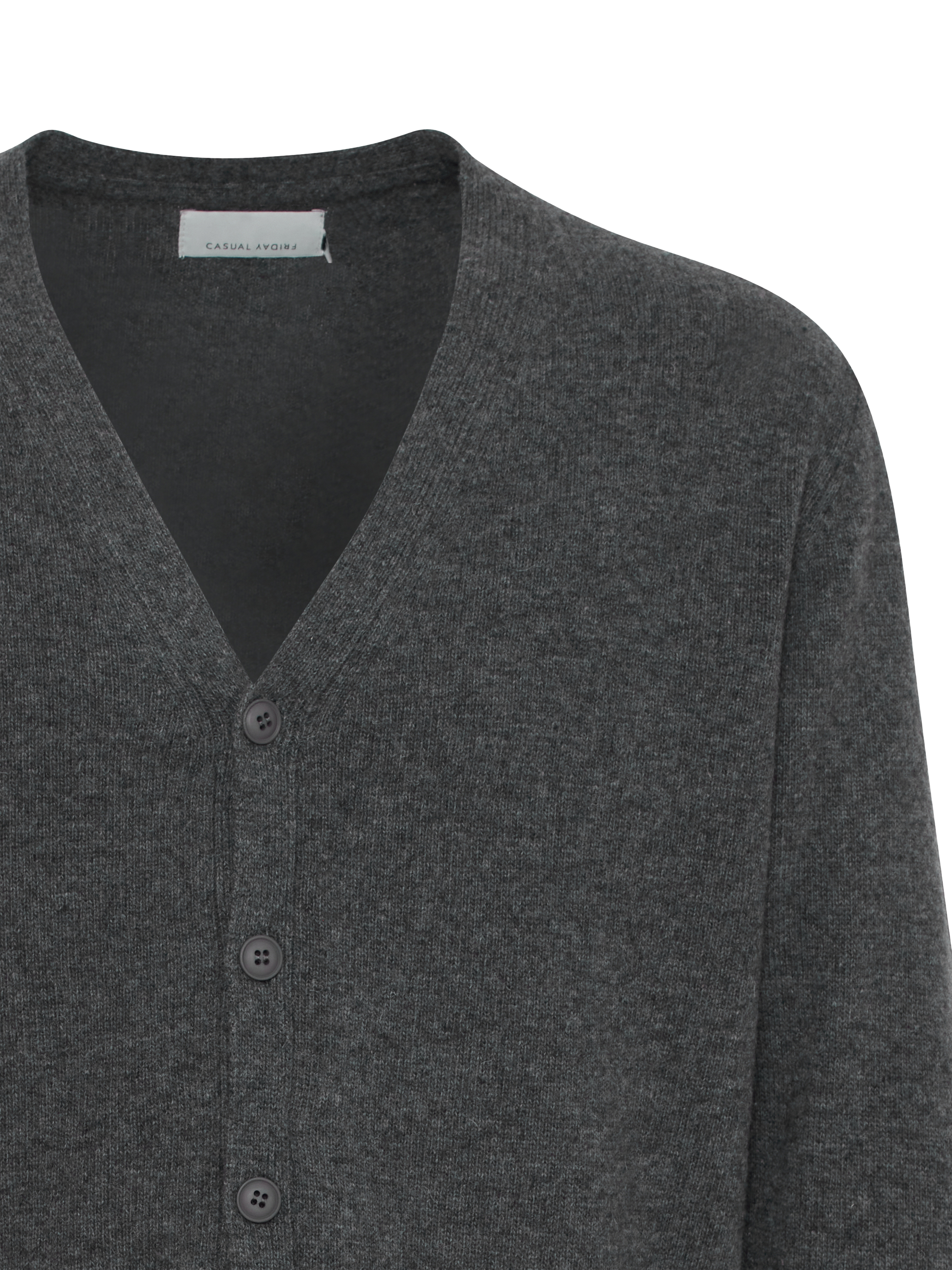 Product image 7 of 7, which shows Casual Friday Karl Lambswool Knitted Cardigan, Pewter, S