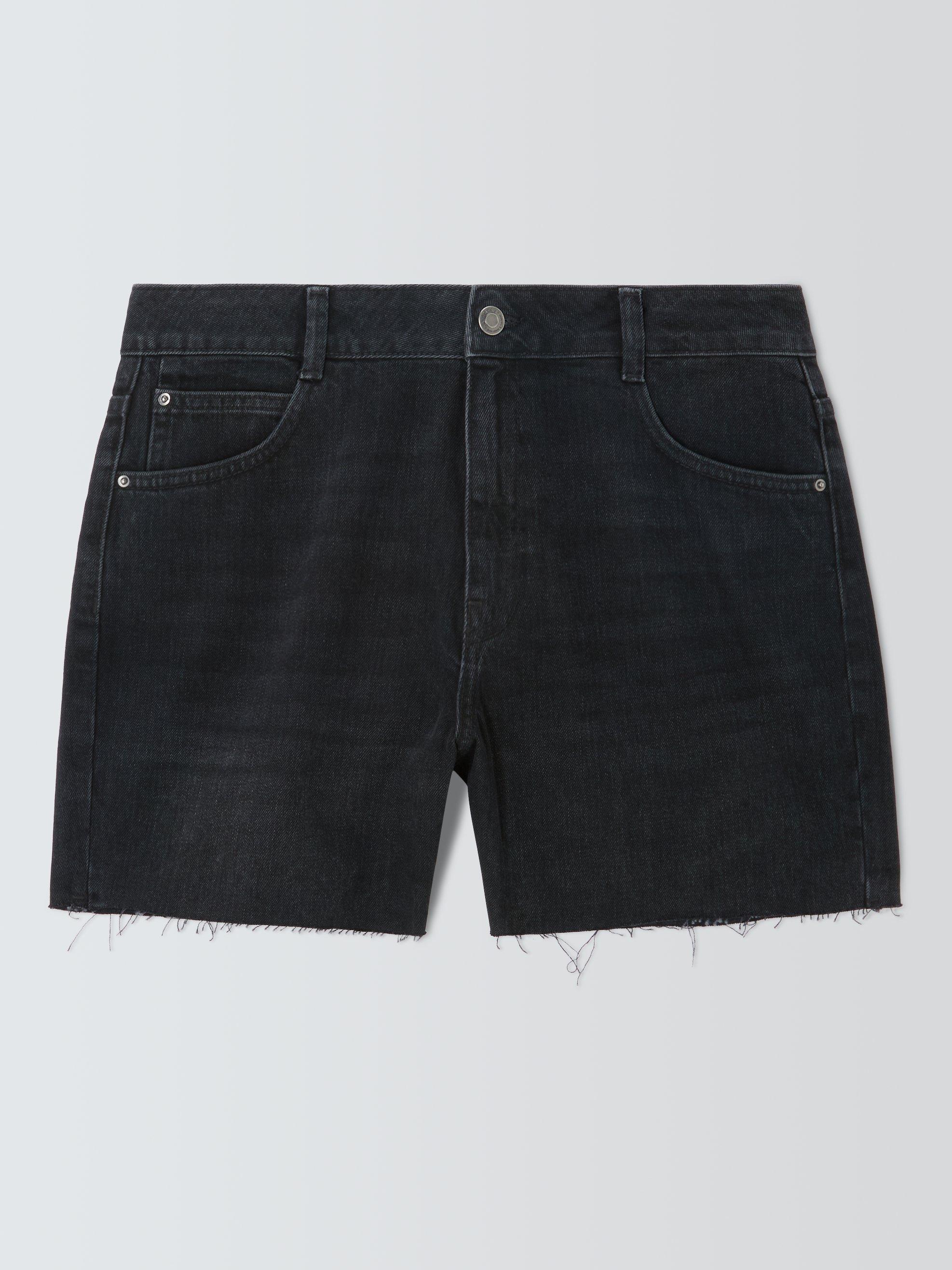Product image 4 of 6, which shows John Lewis ANYDAY Frayed Hem Denim Shorts, Black Wash, 6