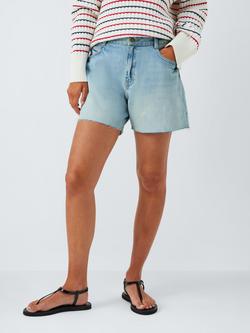 John Lewis ANYDAY Frayed Hem Denim Shorts, Mid Wash