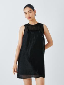 John Lewis ANYDAY Overlay Sleeveless Shift Dress, Black, Black
