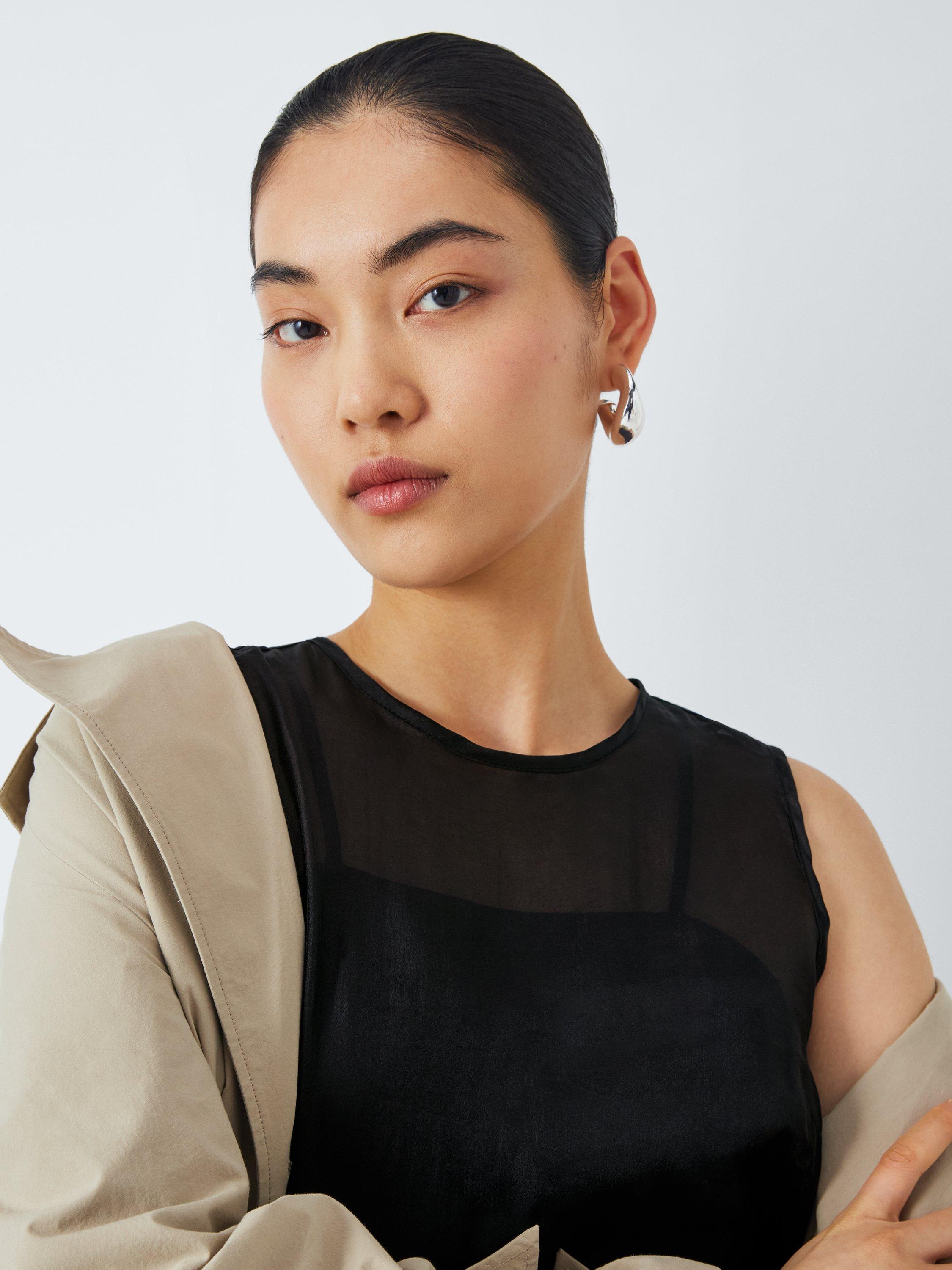 Product image 5 of 6, which shows John Lewis ANYDAY Overlay Sleeveless Shift Dress, Black, 6