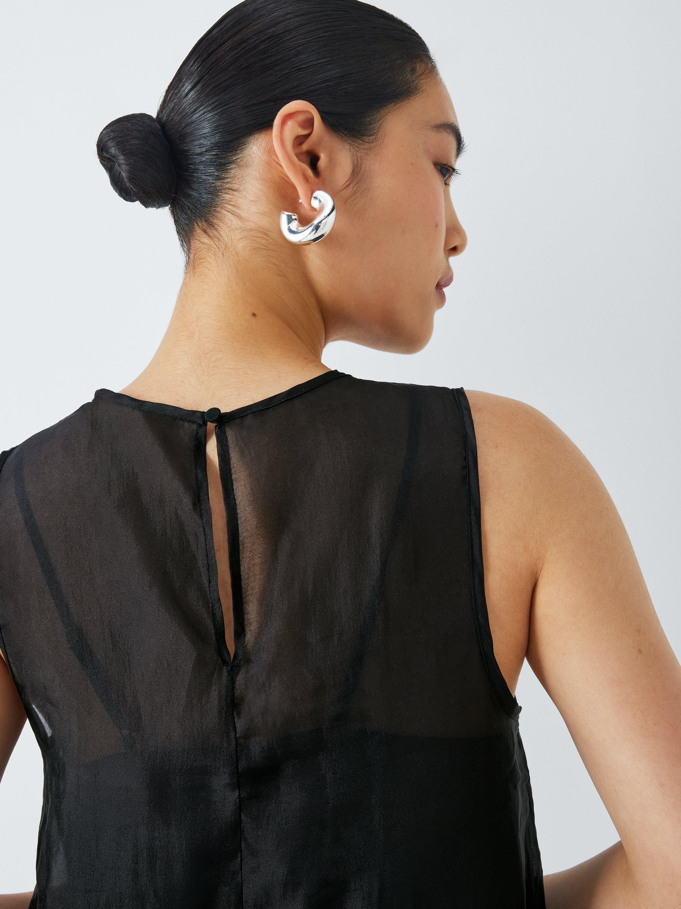 Product image 6 of 6, which shows John Lewis ANYDAY Overlay Sleeveless Shift Dress, Black, 6