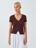 John Lewis ANYDAY Split Hem T-Shirt, Chocolate