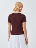 John Lewis ANYDAY Split Hem T-Shirt, Chocolate