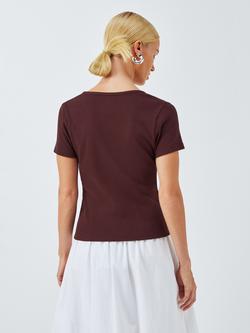 John Lewis ANYDAY Split Hem T-Shirt, Chocolate - view 2, Chocolate