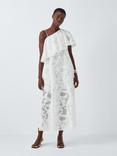 John Lewis Editions Floral Applique Cold Shoulder Cotton Midi Dress, White