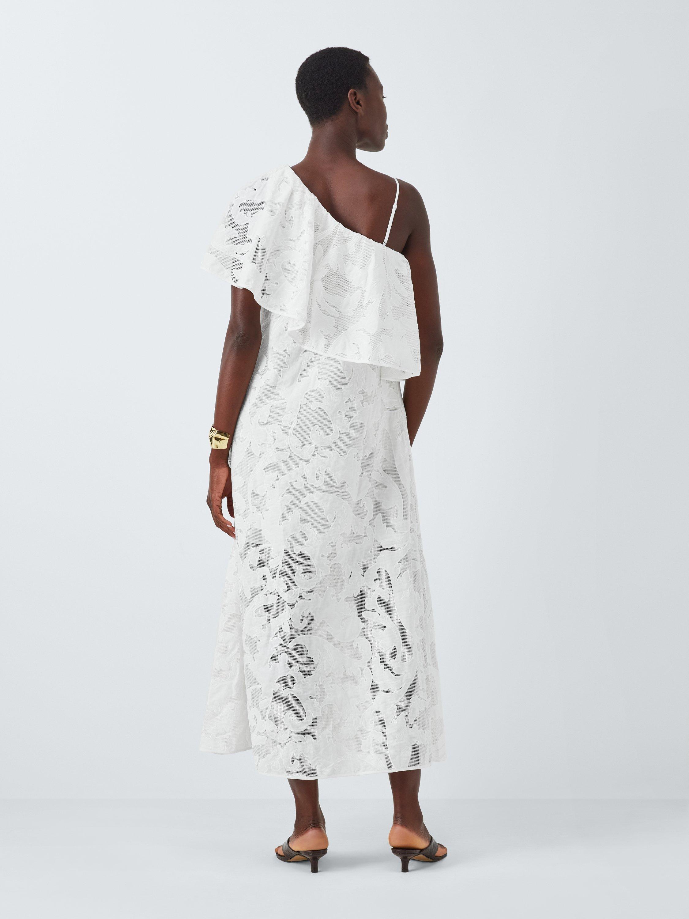 Product image 2 of 6, which shows John Lewis Editions Floral Applique Cold Shoulder Cotton Maxi Dress, White, 6
