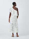 John Lewis Editions Floral Applique Cold Shoulder Cotton Midi Dress, White