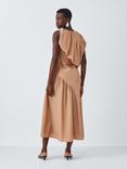 John Lewis Editions Drape Twist Silk Tencel Blend Maxi Dress, Café Au Lait