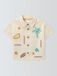 John Lewis Baby Embroidered Linen Blend Shirt, Multi