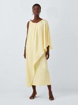 John Lewis Editions Linen Tencel Blend Clasp Detail Maxi Dress, Pale Yellow