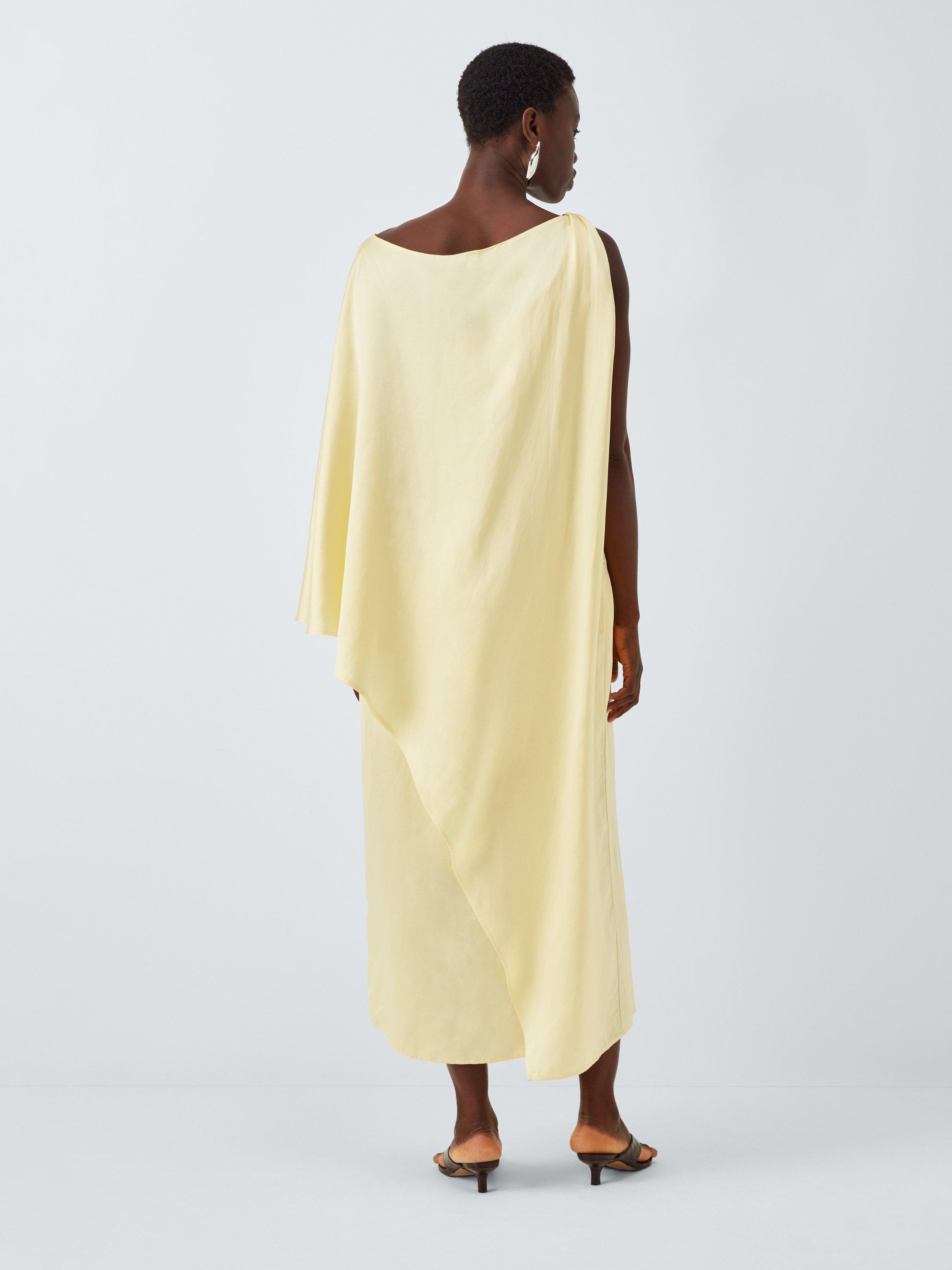 Product image 2 of 6, which shows John Lewis Editions Linen Tencel Blend Clasp Detail Maxi Dress, Pale Yellow, 6