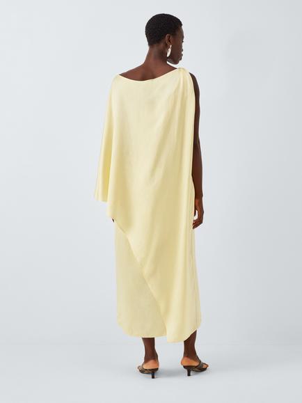 John Lewis Editions Linen Tencel Blend Clasp Detail Maxi Dress, Pale Yellow - view 2, Pale Yellow