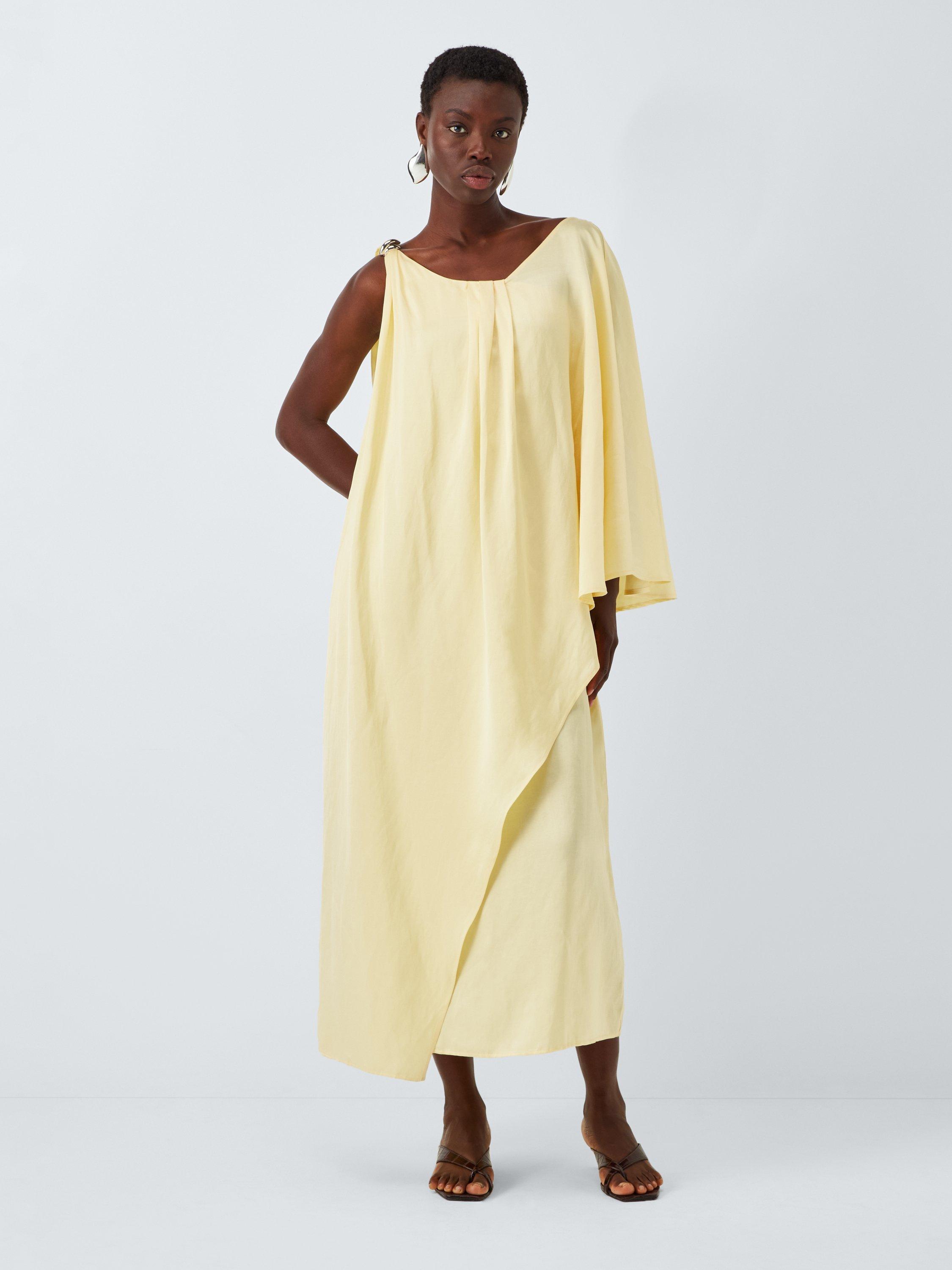 Product image 3 of 6, which shows John Lewis Editions Linen Tencel Blend Clasp Detail Maxi Dress, Pale Yellow, 6