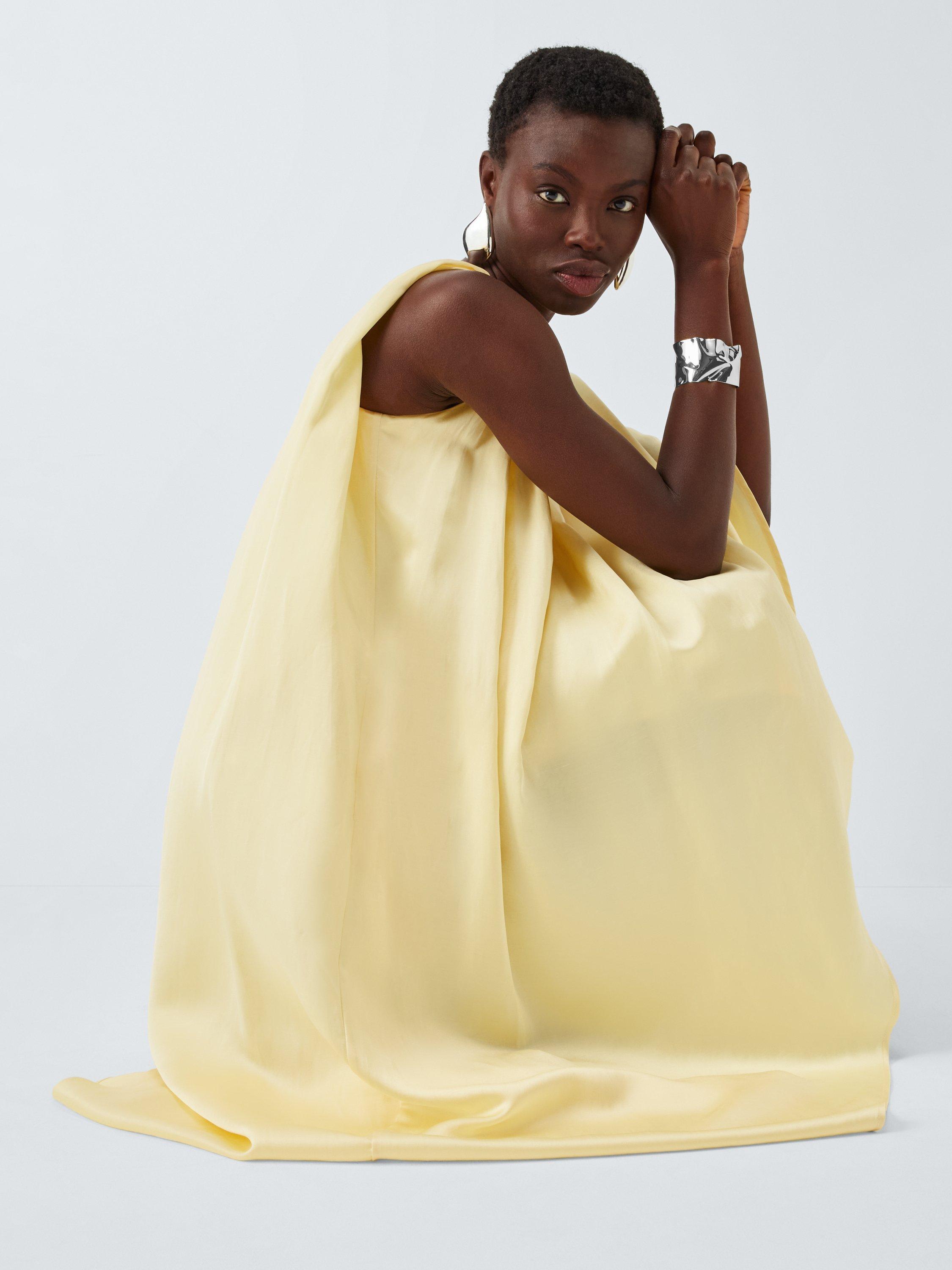 Product image 6 of 6, which shows John Lewis Editions Linen Tencel Blend Clasp Detail Maxi Dress, Pale Yellow, 6