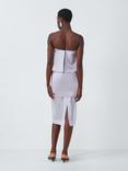 John Lewis Editions Linen Tencel Blend Sheer Skirt Bandeau Top Midi Dress, Lilac