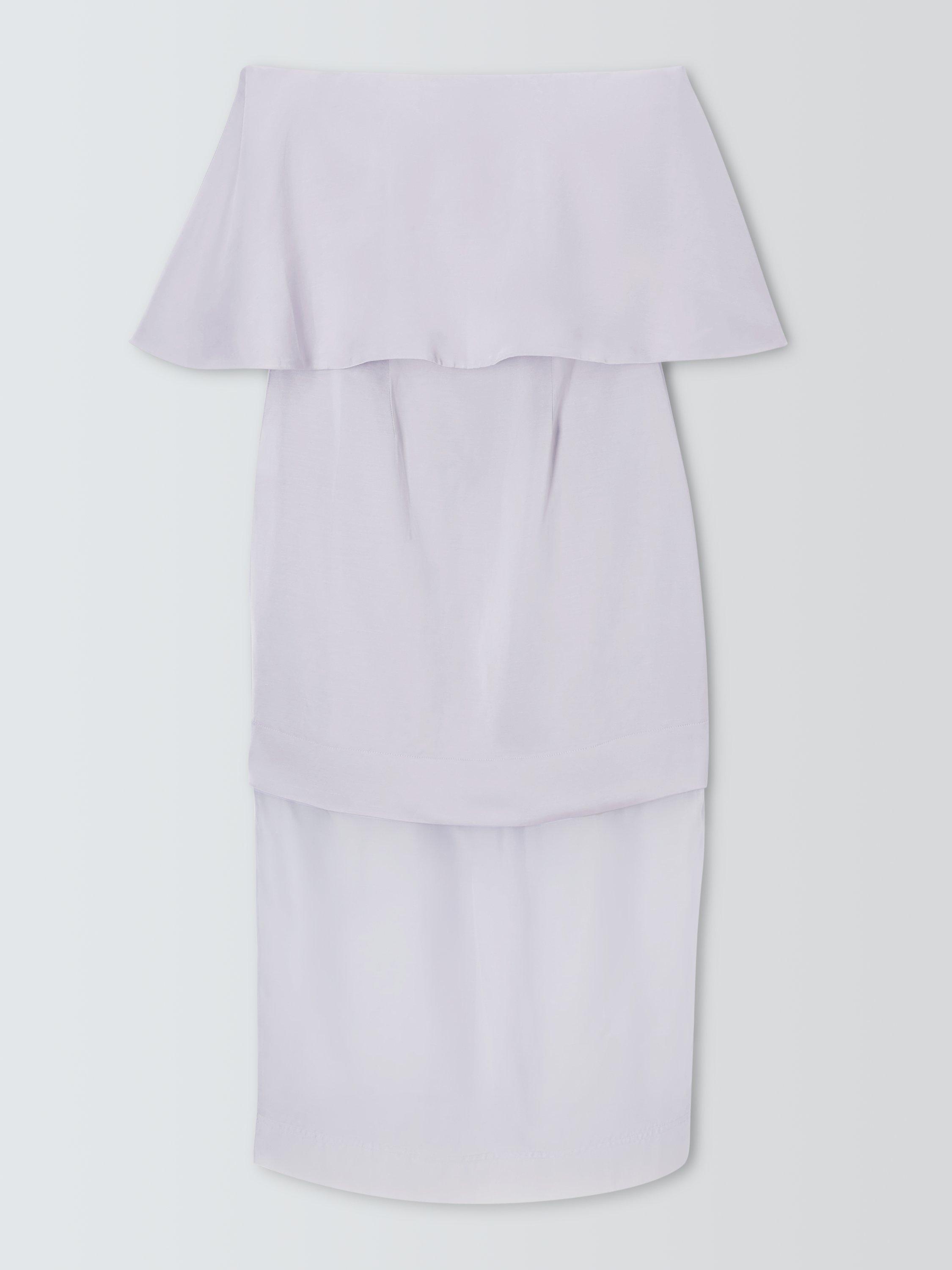 Product image 4 of 7, which shows John Lewis Editions Linen Tencel Blend Sheer Skirt Bandeau Top Midi Dress, Lilac, 6