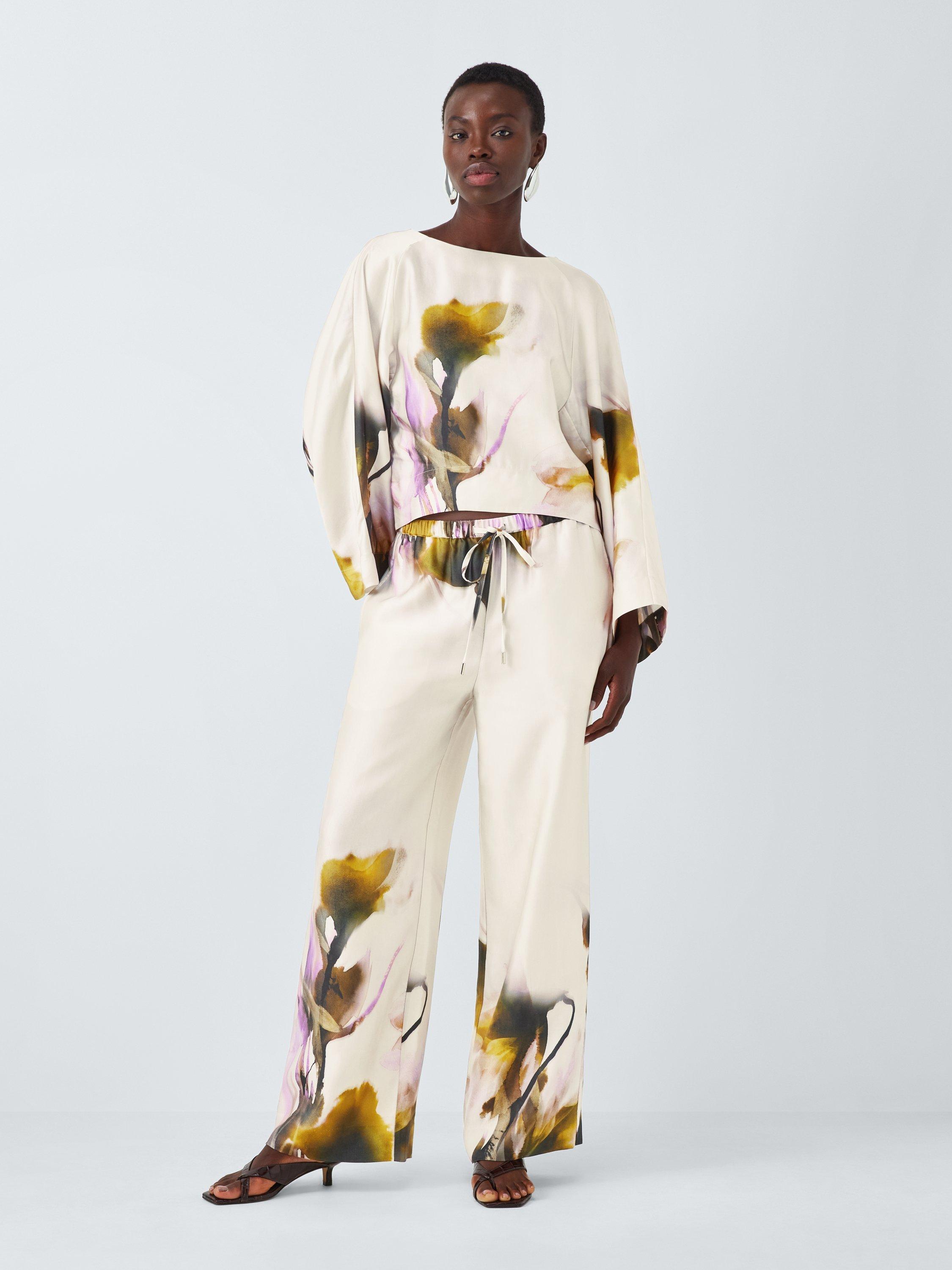 Product image 3 of 7, which shows John Lewis Editions Floral Print Fluid Trousers, Violetta Bloom, 6