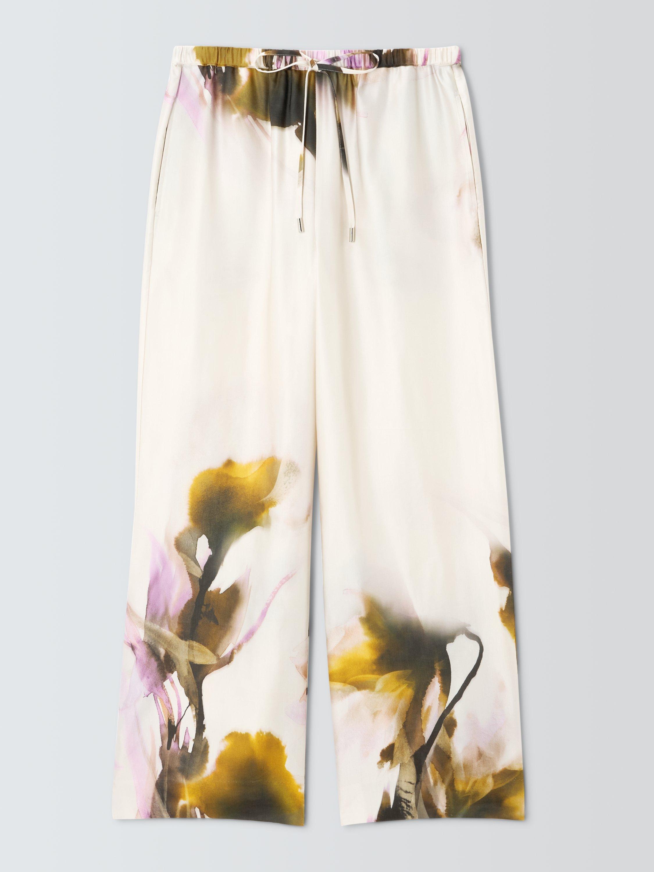 Product image 4 of 7, which shows John Lewis Editions Floral Print Fluid Trousers, Violetta Bloom, 6
