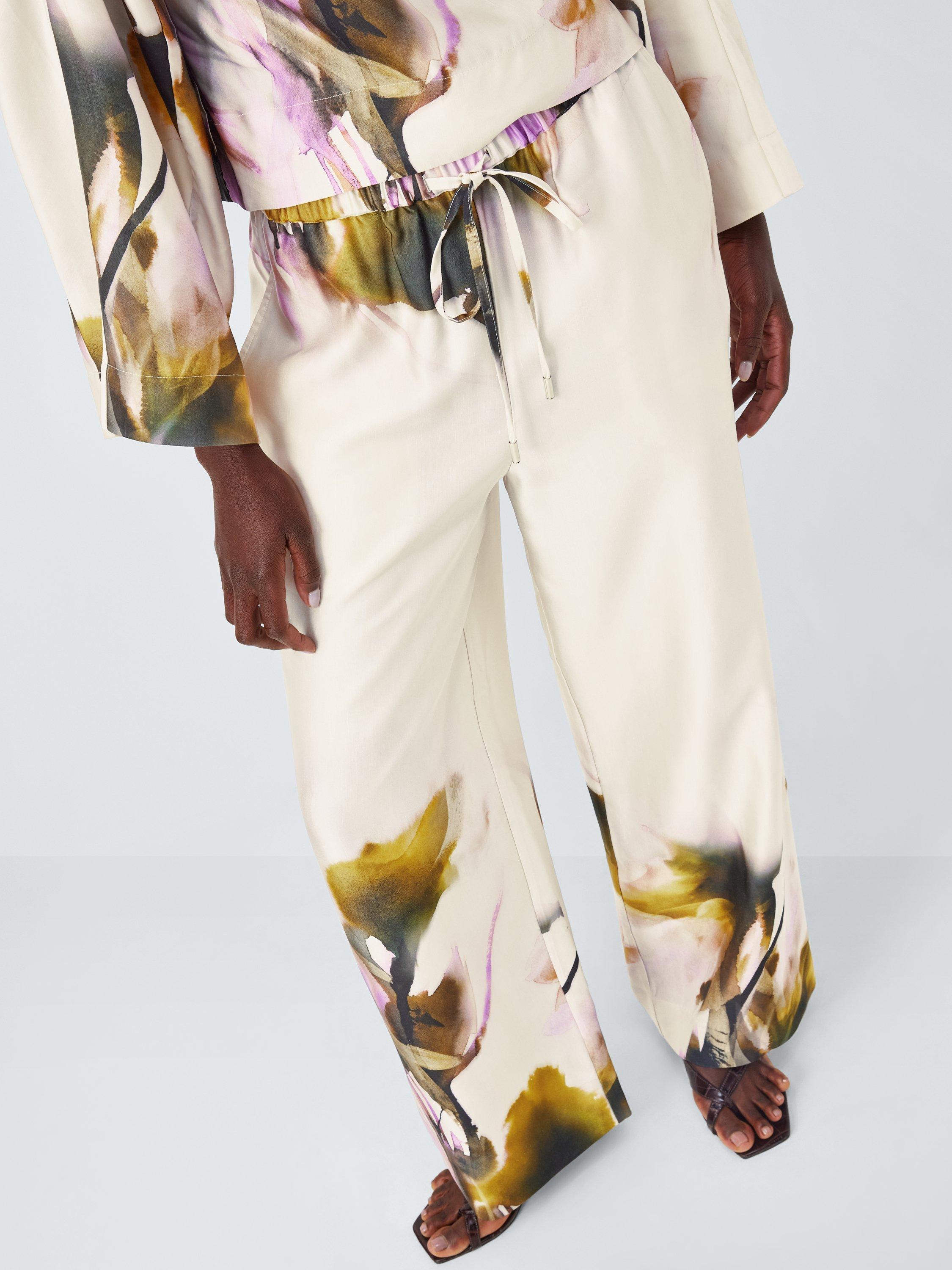 Product image 6 of 7, which shows John Lewis Editions Floral Print Fluid Trousers, Violetta Bloom, 6