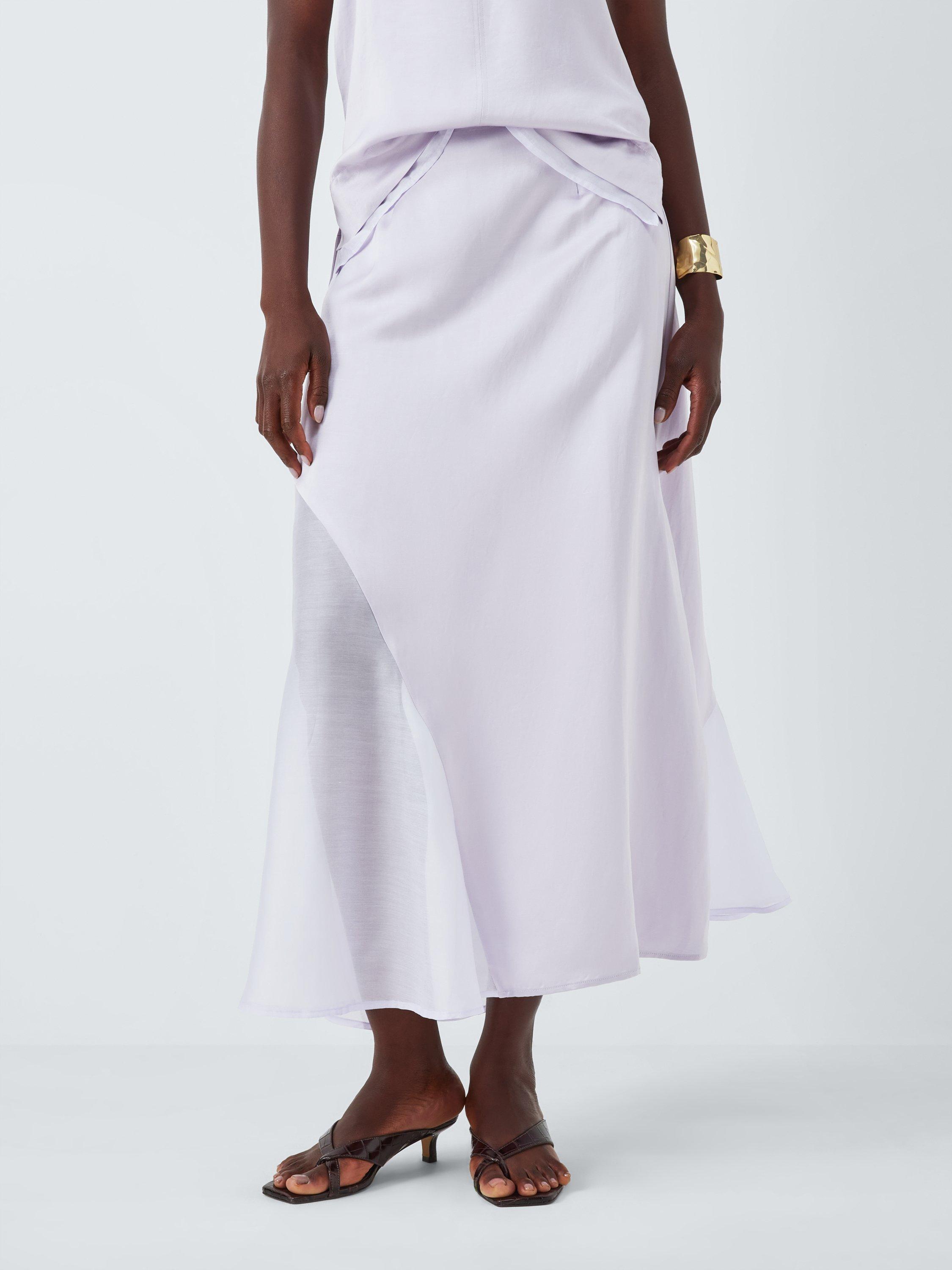 Product image 1 of 6, which shows John Lewis Editions Linen Tencel Blend Sheer Panel Maxi Skirt, Lilac, 6