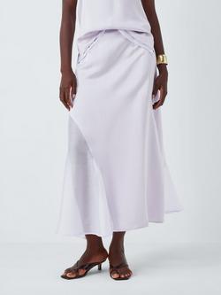 John Lewis Editions Linen Tencel Blend Sheer Panel Maxi Skirt, Lilac, Lilac