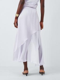 John Lewis Editions Linen Tencel Blend Sheer Panel Maxi Skirt, Lilac - view 2, Lilac