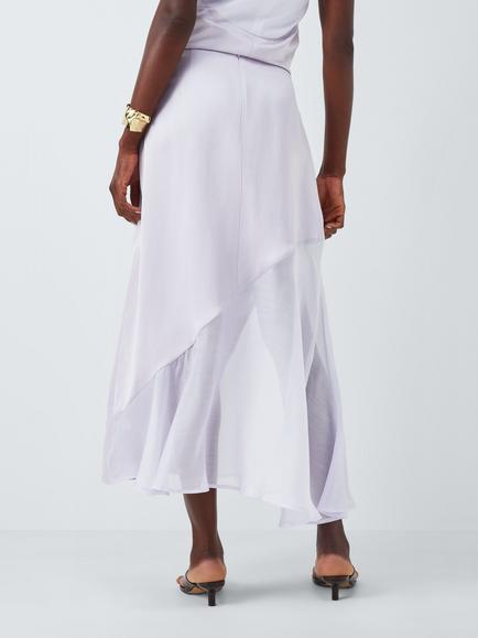 John Lewis Editions Linen Tencel Blend Sheer Panel Maxi Skirt, Lilac - view 2, Lilac