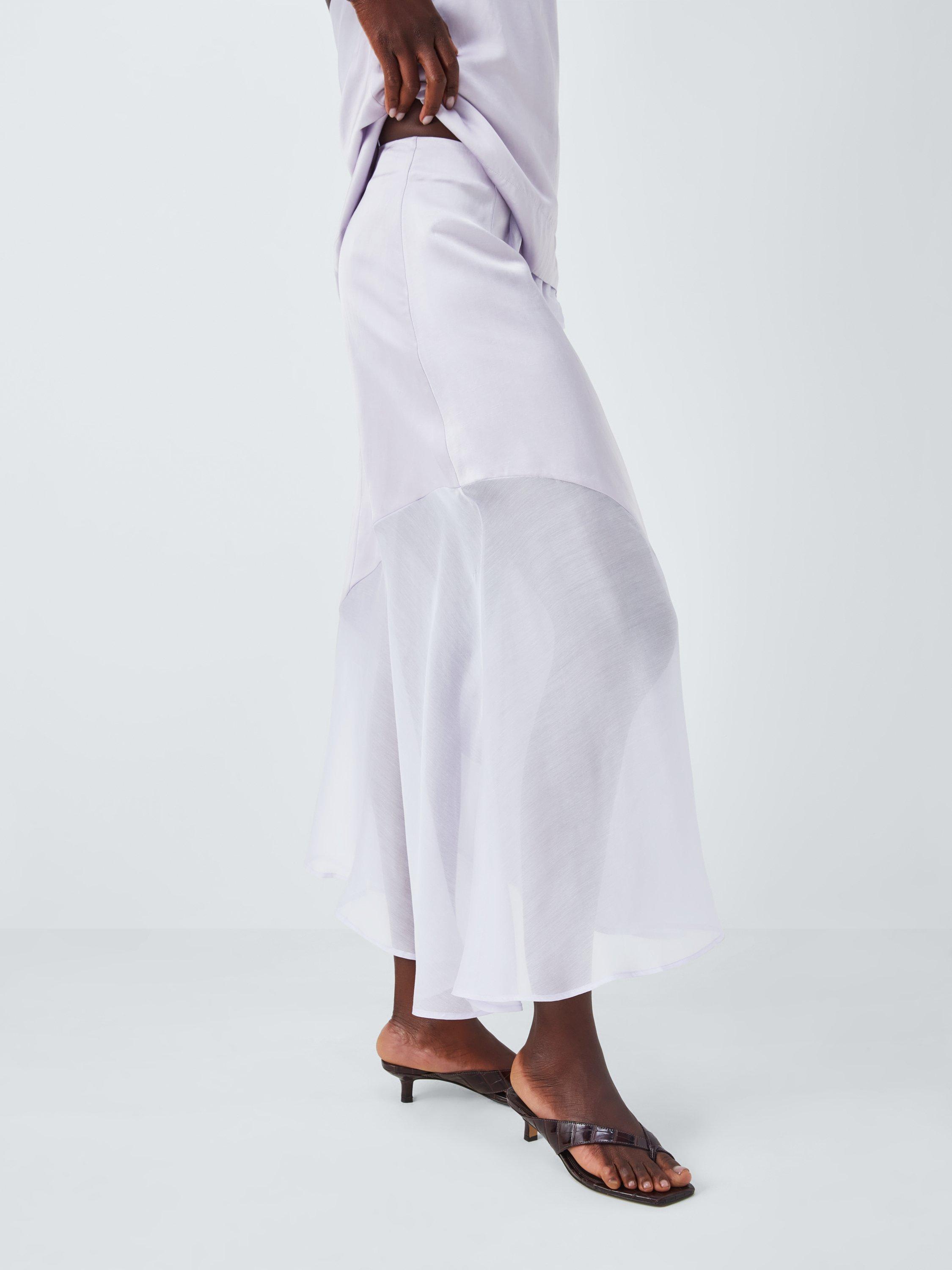 Product image 5 of 6, which shows John Lewis Editions Linen Tencel Blend Sheer Panel Maxi Skirt, Lilac, 6
