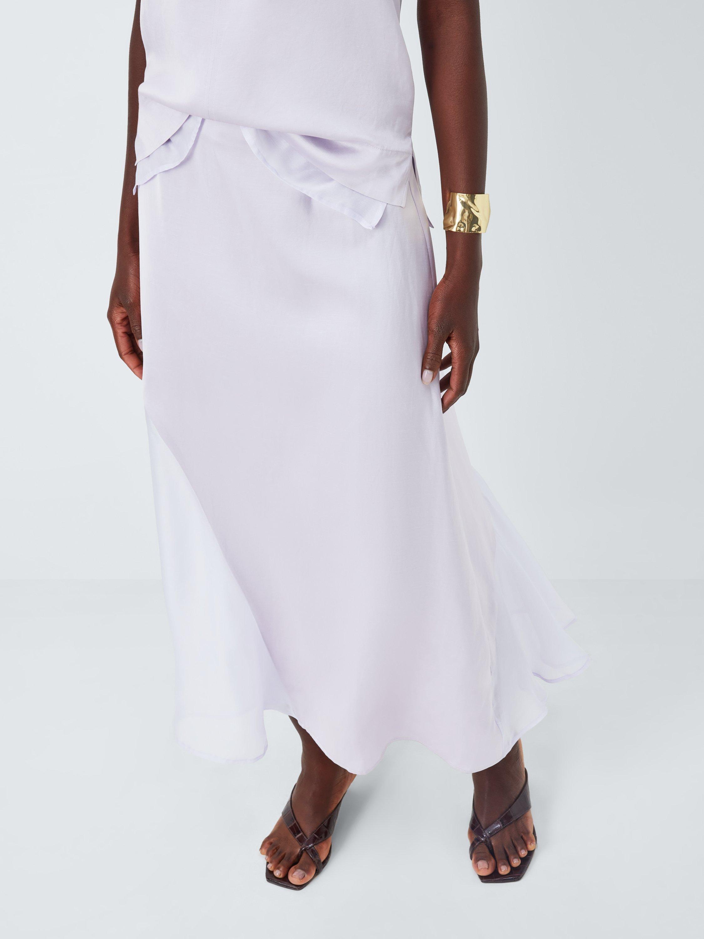 Product image 6 of 6, which shows John Lewis Editions Linen Tencel Blend Sheer Panel Maxi Skirt, Lilac, 6