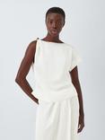 John Lewis Editions Linen Tencel Blend Clasp Detail Asymmetric Top, White