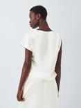 John Lewis Editions Linen Tencel Blend Clasp Detail Asymmetric Top, White