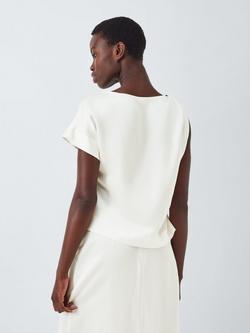 John Lewis Editions Linen Tencel Blend Clasp Detail Asymmetric Top, White - view 2, White