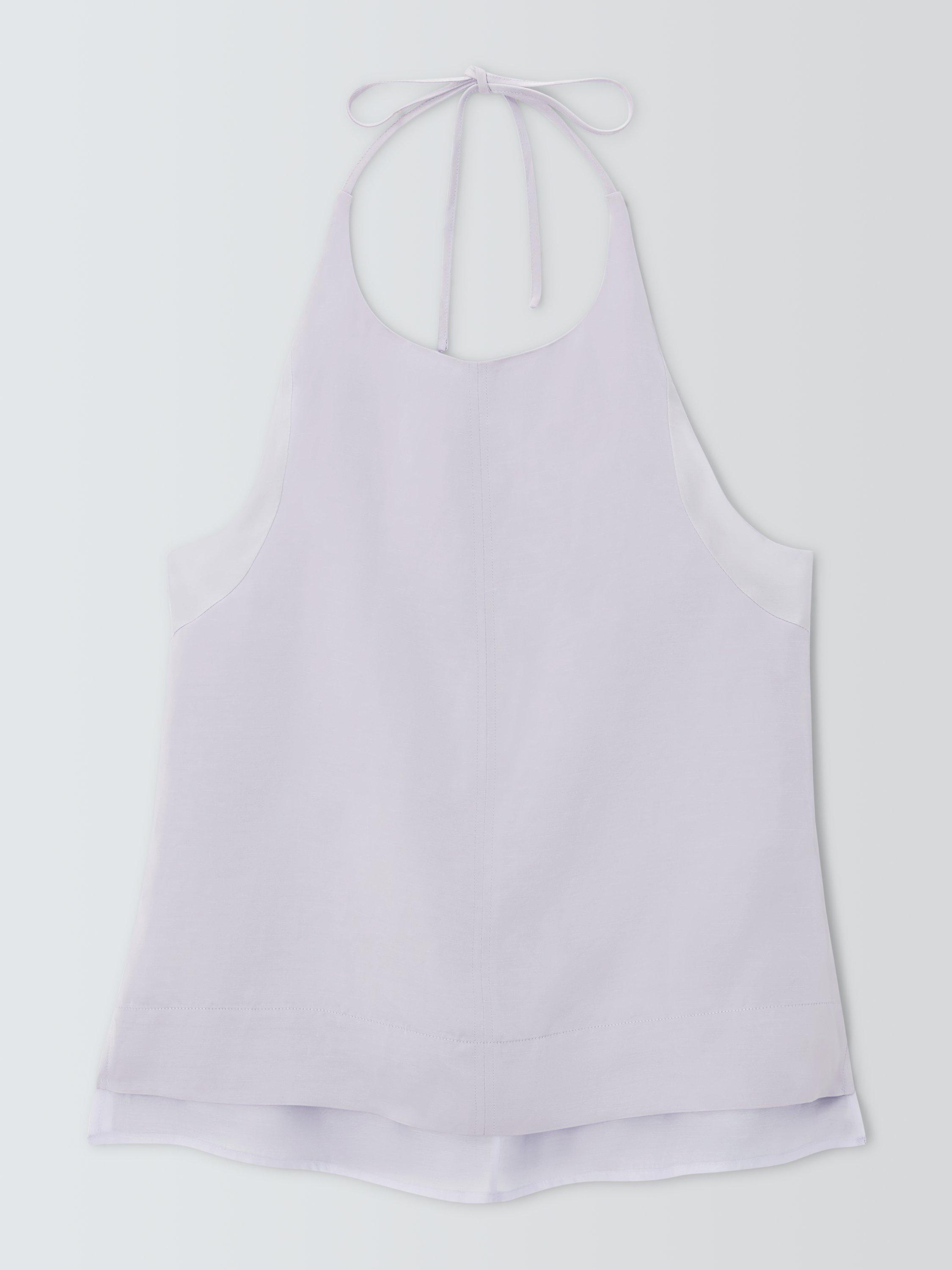 Product image 4 of 7, which shows John Lewis Editions Linen Tencel Blend Sheer Mix Halter Neck Top, Lilac, 6