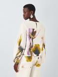 John Lewis Editions Linen Tencel Blend Wide Sleeve Floral Print Top, Violetta Bloom