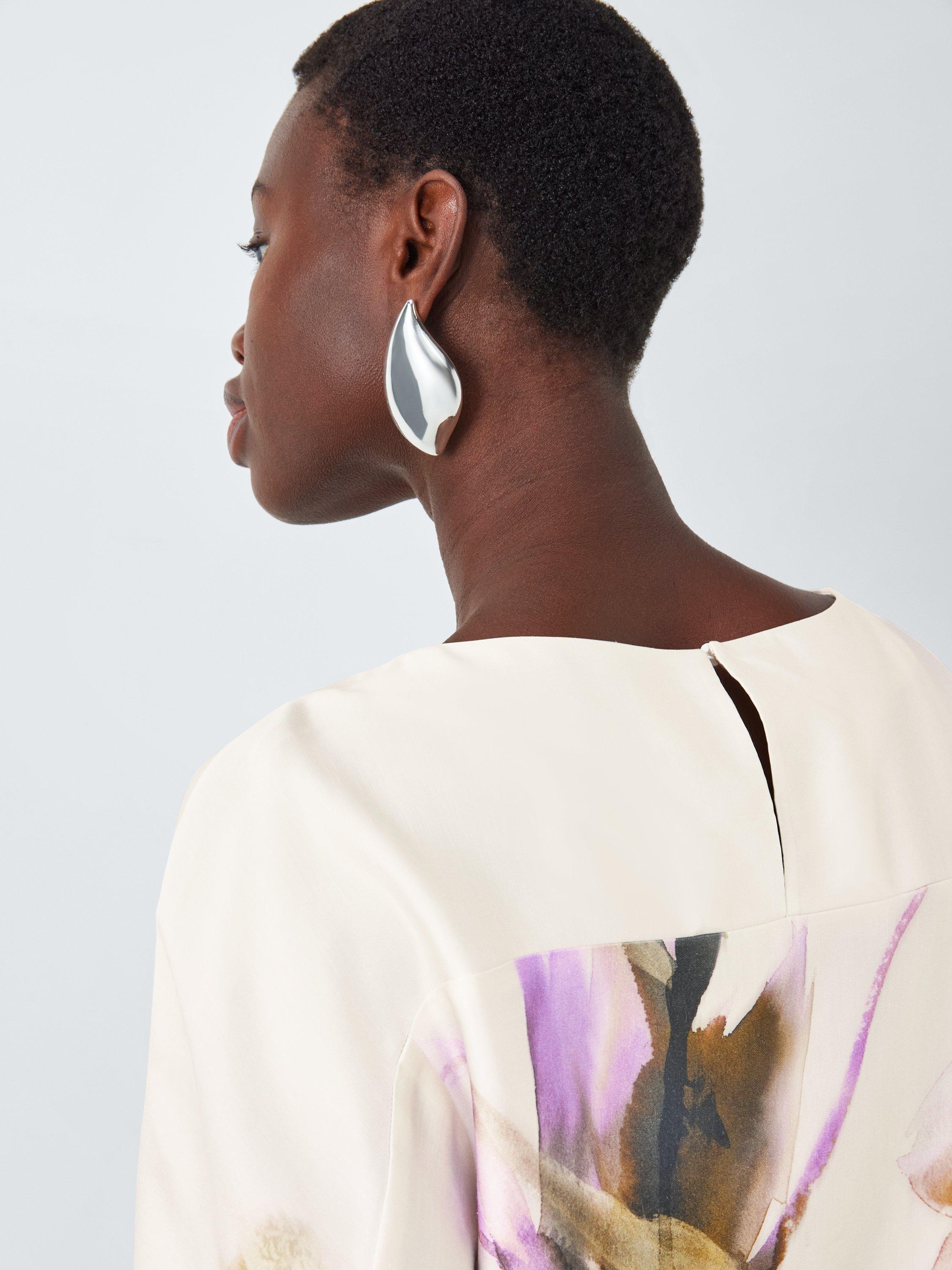 Product image 6 of 6, which shows John Lewis Editions Linen Tencel Blend Wide Sleeve Floral Print Top, Violetta Bloom, 8
