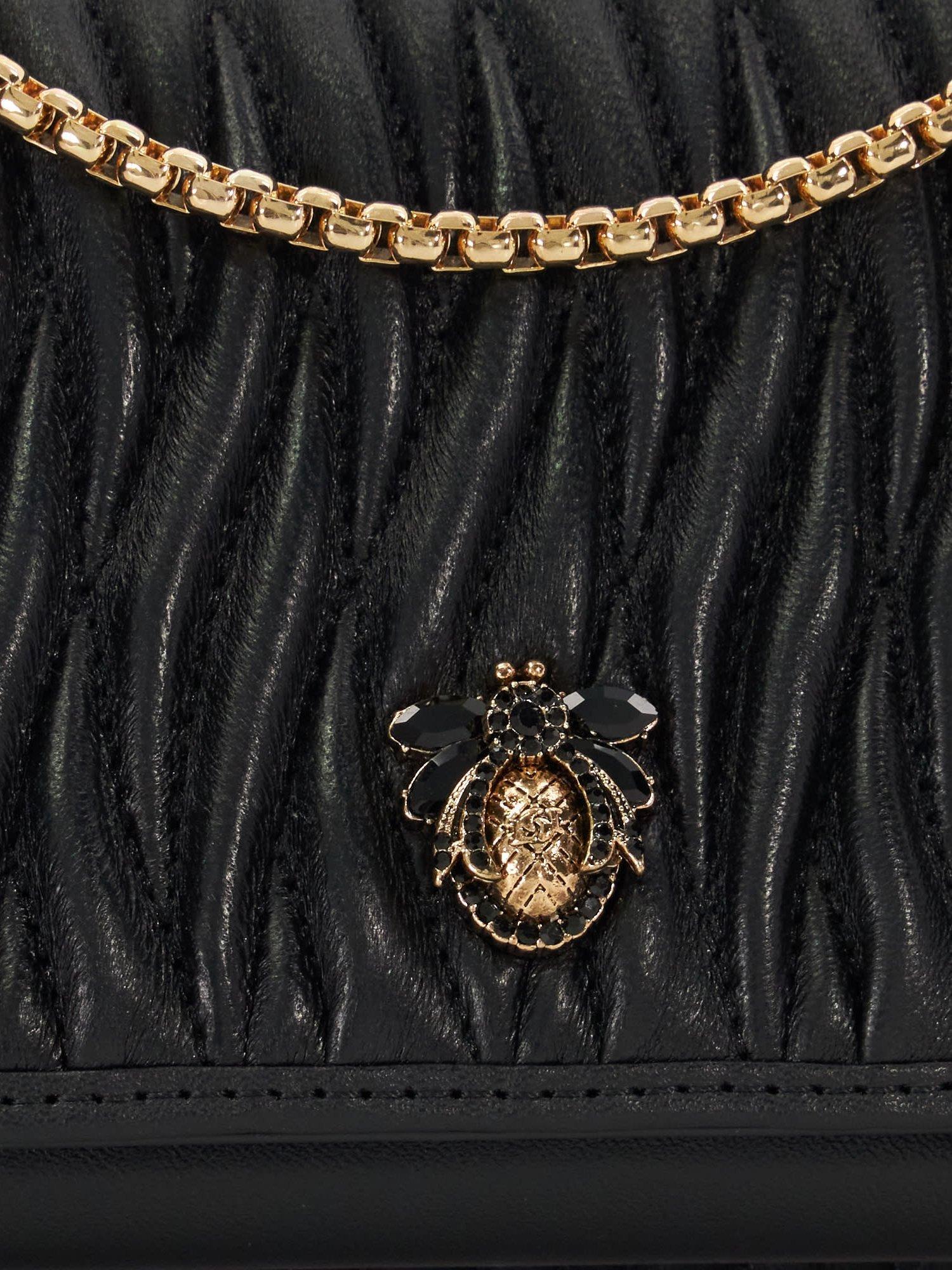 Product image 4 of 4, which shows Dune London Strong Wave Quilted Leather Crossbody Bag, Black