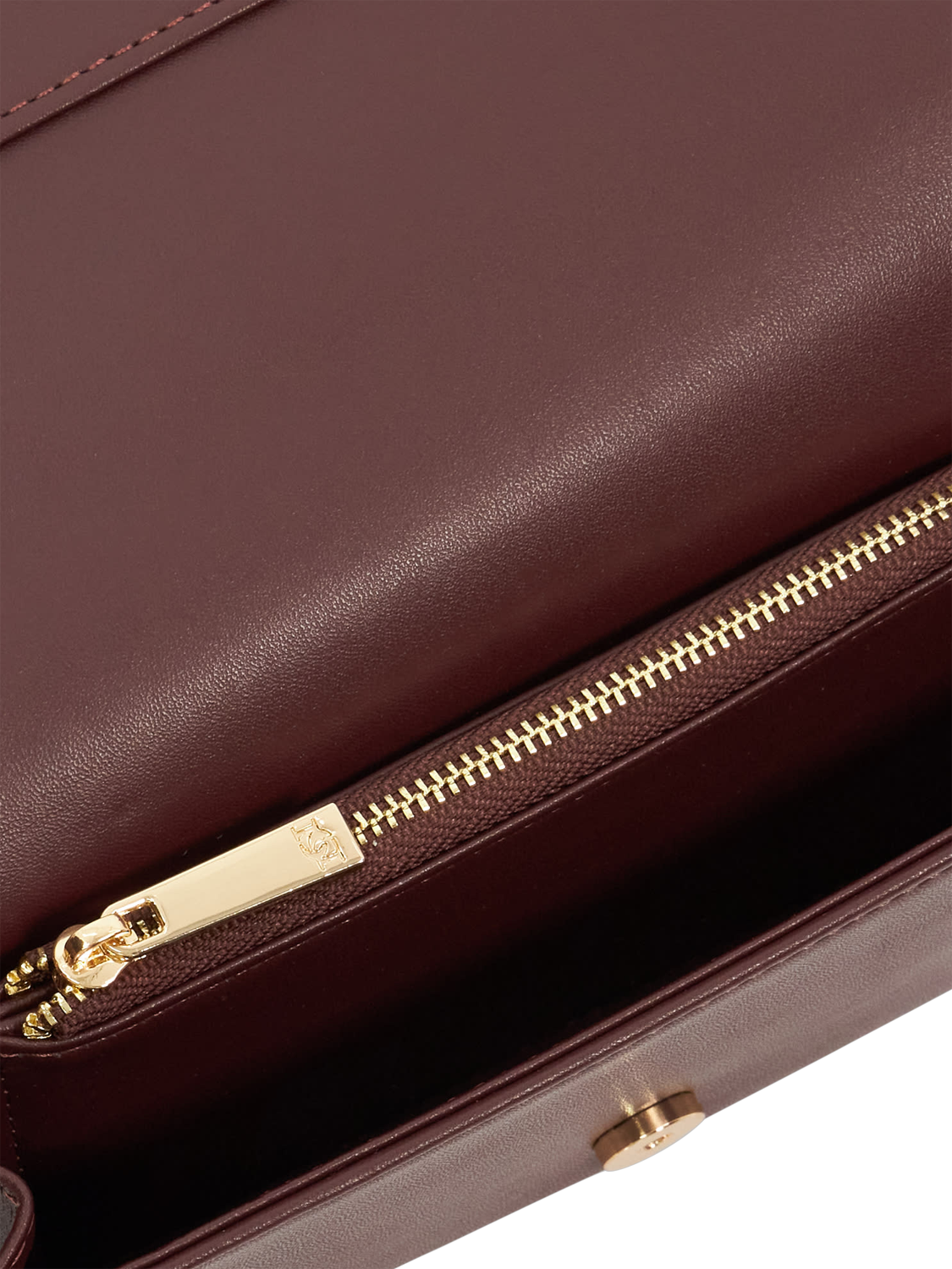 Product image 3 of 4, which shows Dune London Strong Wave Quilted Leather Crossbody Bag, Burgundy